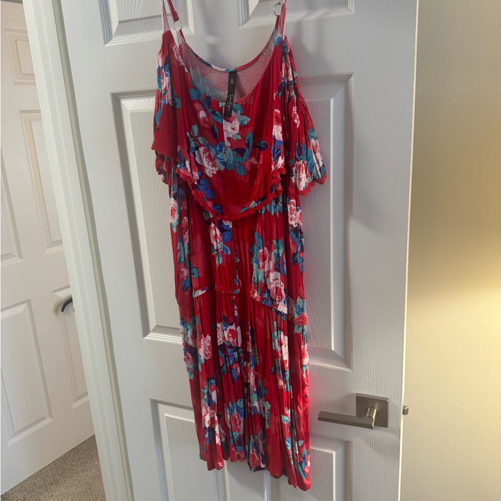 Jessica Simpson Red and Blue Floral romper